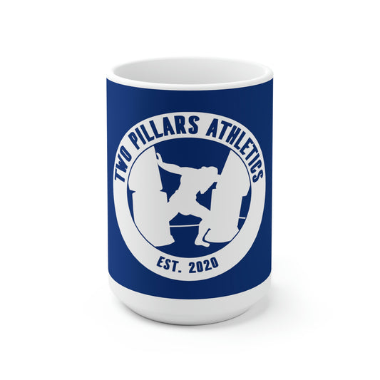 Ceramic Mug 15oz - Classic Logo - Blue Background